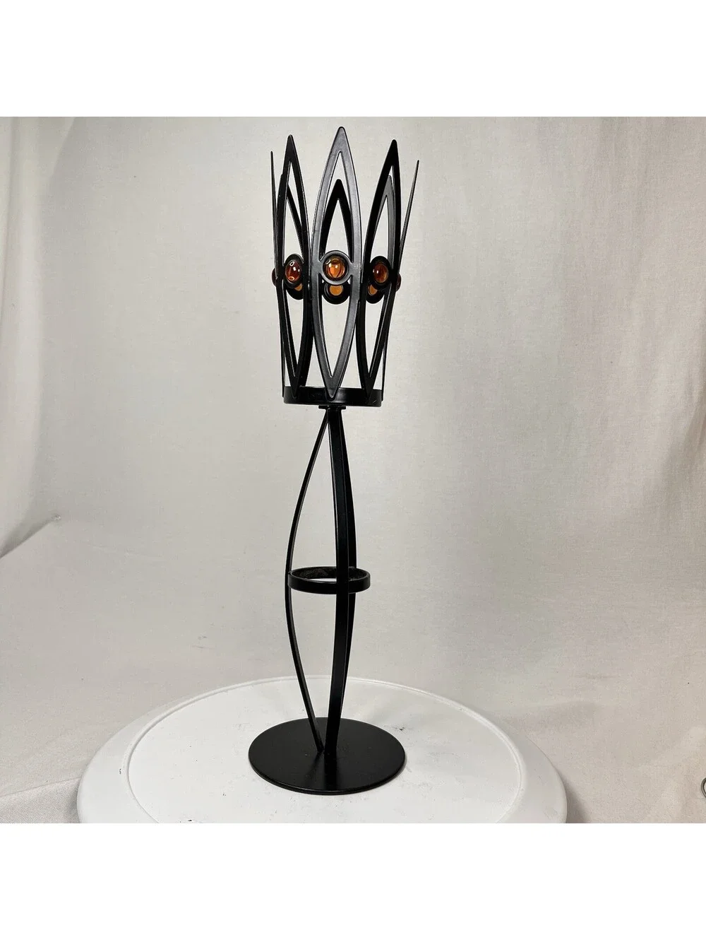 Wrought Iron PartyLite Abura Pillar Candle Holder 20 in. -Amber Accents -P8763
